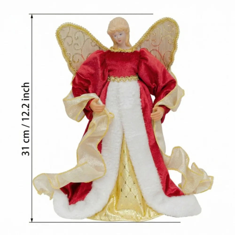 Ponteira de Árvore de Natal Tradicional em Formato de Anjo, Ponteira de Árvore de Natal para Shopping