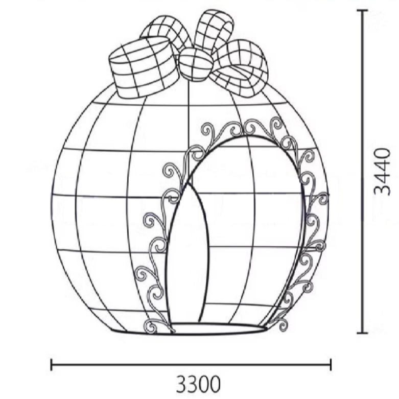 Bola de Natal Shopping Grande LED Exterior Metal Decorativa Arco decorativo de Natal 3m