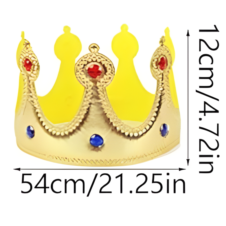 Coroa Veludo Chapéu Rei Rainha Príncipe Princesa Plástica Ajustável Festa Rainha Dourada