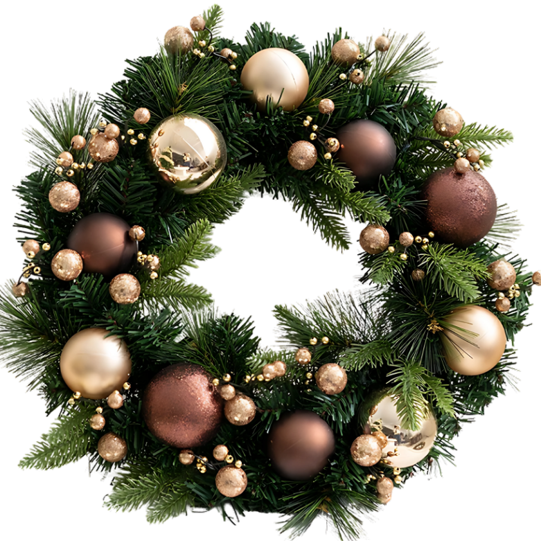 Guirlanda de Natal Com/Bola Bege Porta da Frente Inverno Guirlanda de Natal Pendurado
