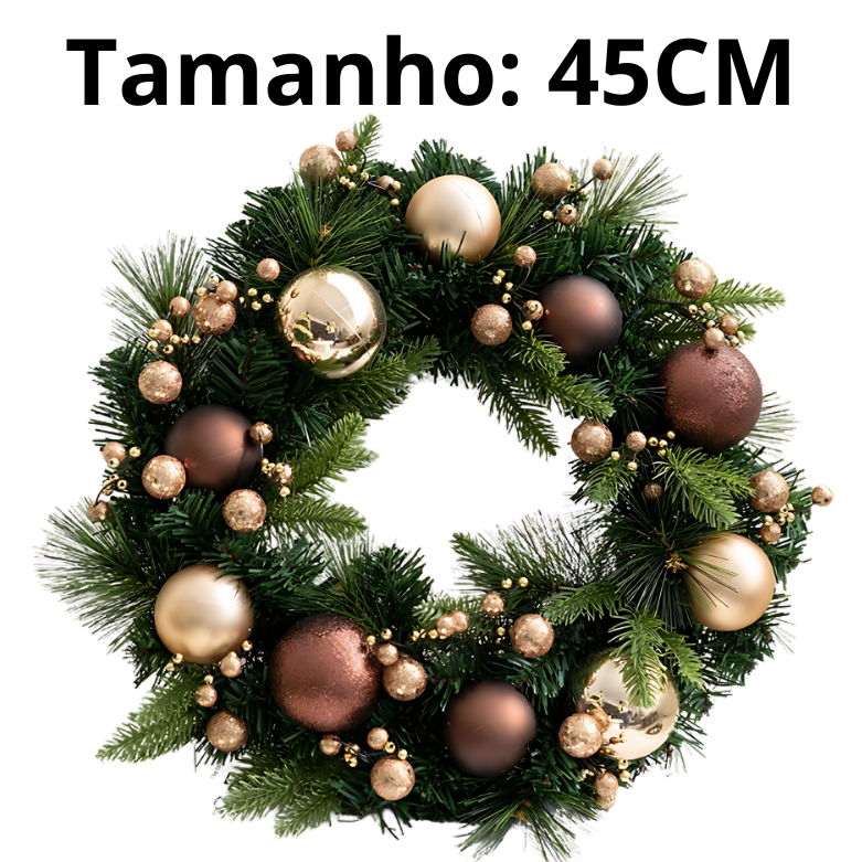 Guirlanda de Natal Com/Bola Bege Porta da Frente Inverno Guirlanda de Natal Pendurado