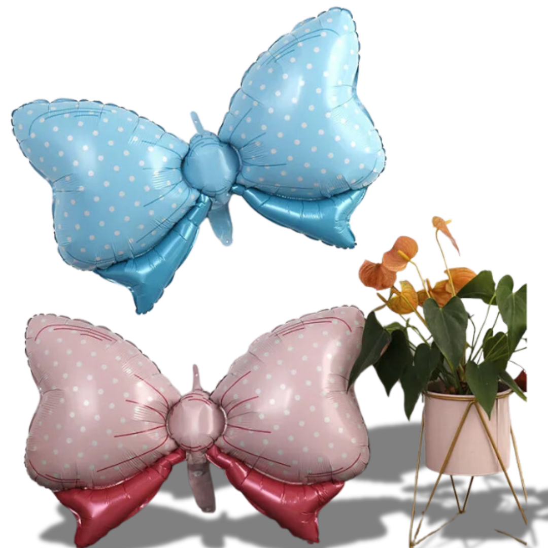 Balões de laço, decoração de chá de bebê com gravata borboleta