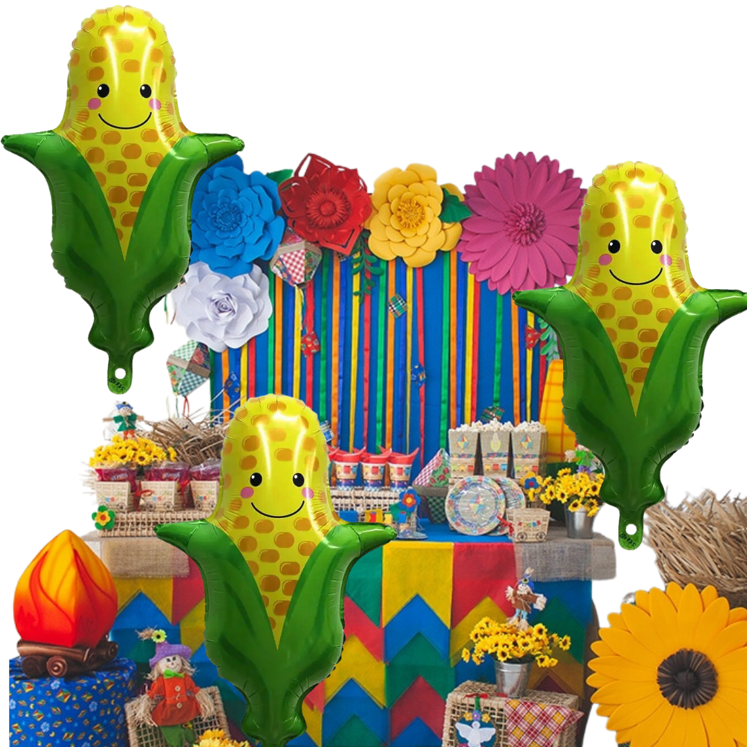 Balões de Milho, Balões Metalizados de Milho para Chá de Bebê, Festa Temática de Milho