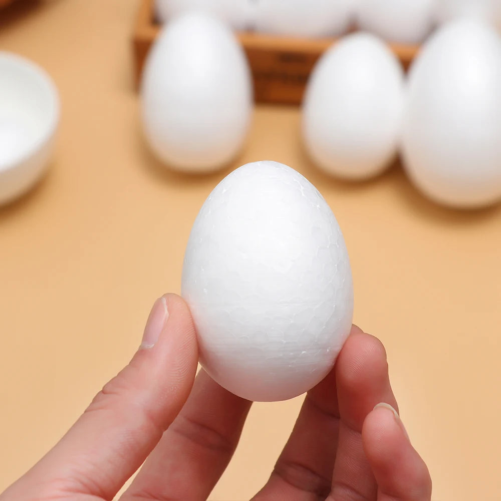Ovos de espuma de 8,5 cm para artesanato, 10 peças de ovos de isopor brancos pequenos
