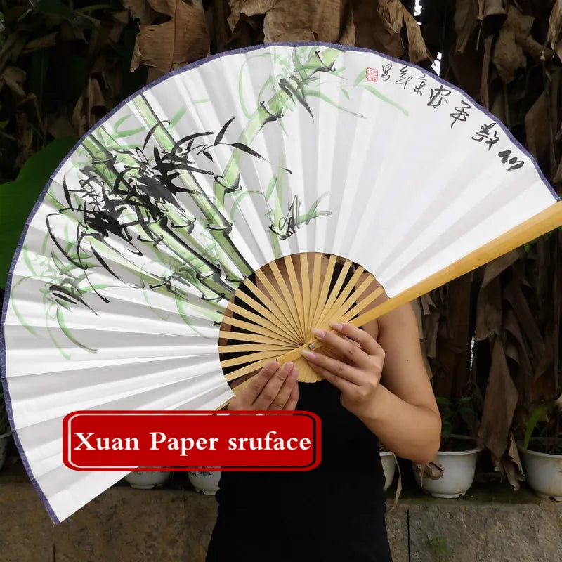 Leque Diferente De Madeira 120x220cm Bambu Branco leque de papel branco de bambu