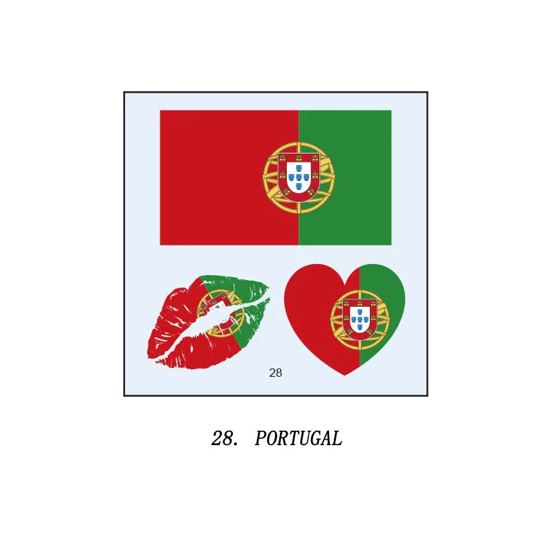 Tatuagens de bandeira do Brasil - 5 folhas de adesivos faciais temporários esportivos Copa