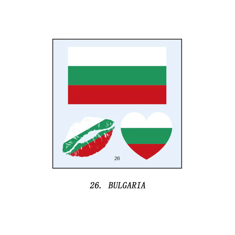 Tatuagens de bandeira do Brasil - 5 folhas de adesivos faciais temporários esportivos Copa