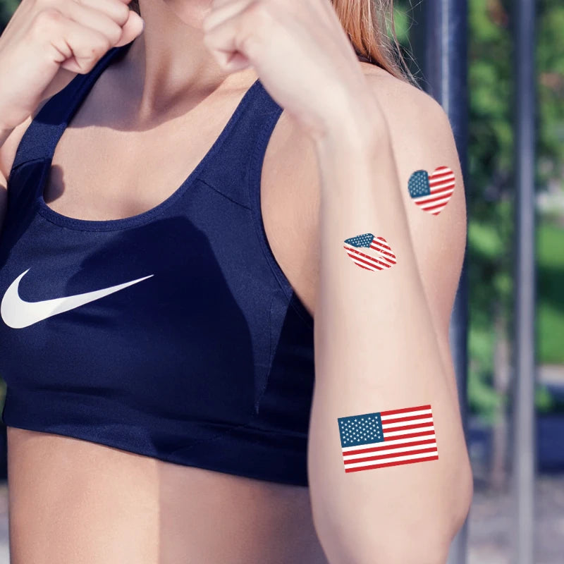 Tatuagens de bandeira do Brasil - 5 folhas de adesivos faciais temporários esportivos Copa