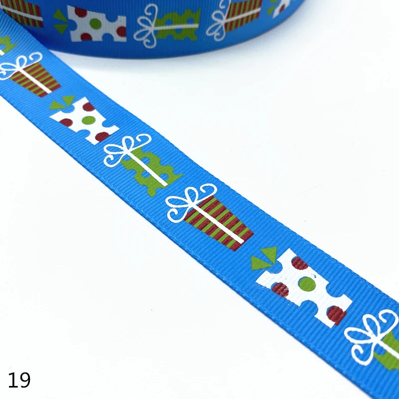 Fita de inverno impressa de 25 m 3/8 polegadas, fitas de tecido de cetim de gorgorão