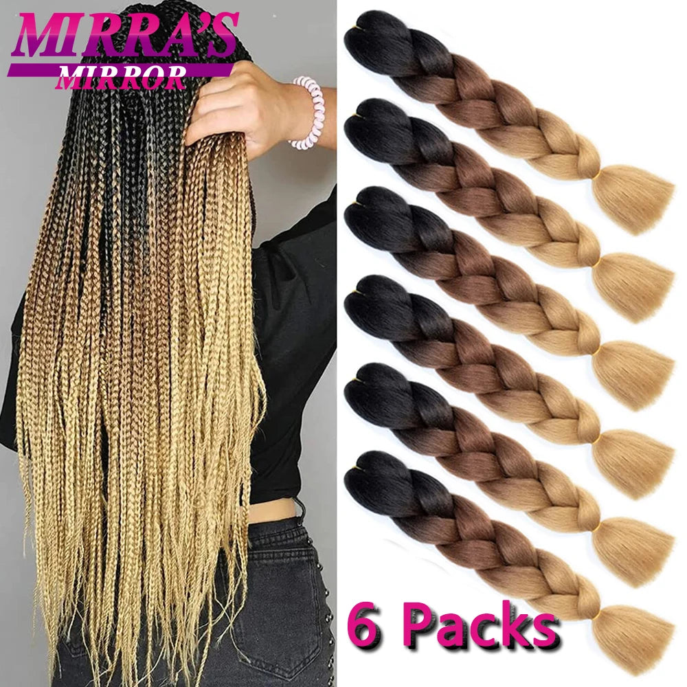 Extensões de cabelo sintético trançado para tranças africanas 6 fios jumbo trançado