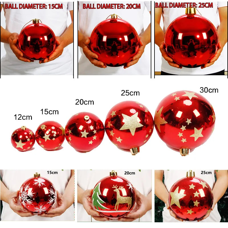 Enfeites de bola de Natal grande de 150mm-250mm, ouro rosa, grande