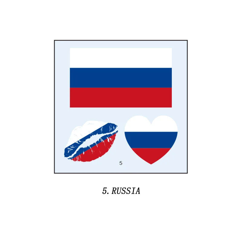 Tatuagens de bandeira do Brasil - 5 folhas de adesivos faciais temporários esportivos Copa