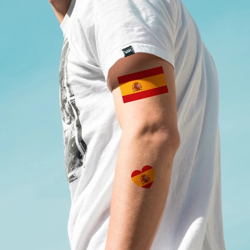 Tatuagens de bandeira do Brasil - 5 folhas de adesivos faciais temporários esportivos Copa
