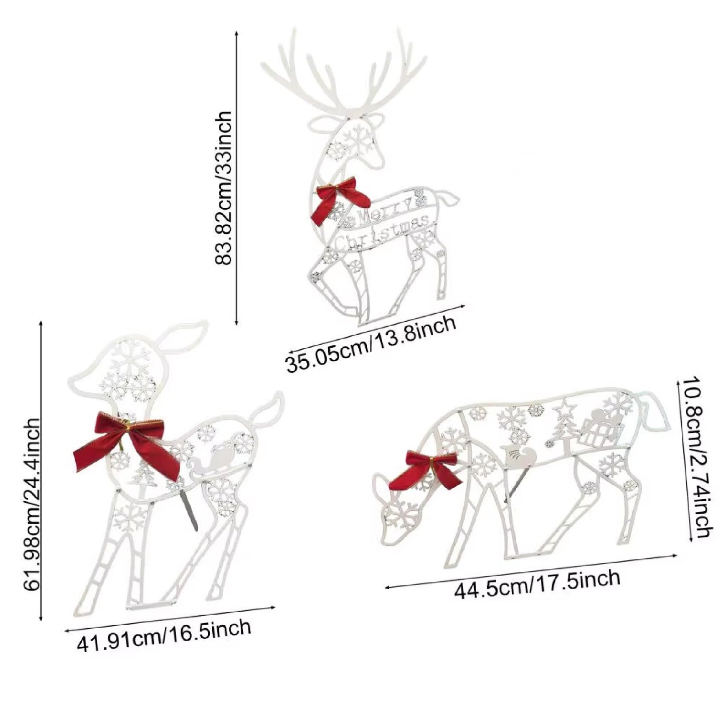 Estatueta de rena de natal iluminada ao ar livre, figuras iluminadas decoração de natal