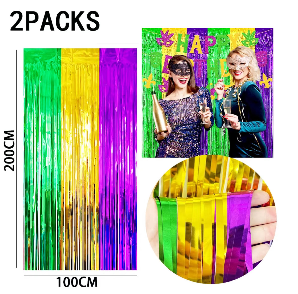 Cortinas de Franja Metálica (ou Adereço de Fundo/saia) as Cores Tradicionalmente Usadas Festas Carnavalesco