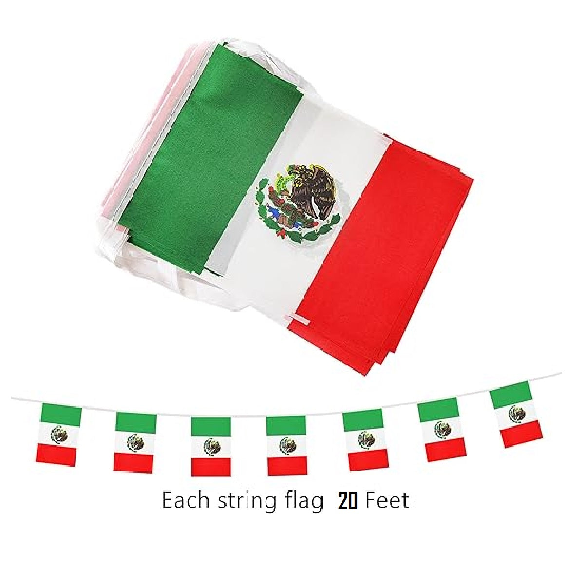 Bandeirinhas Copa do Mundo Cordão de bandeira do México de 1,5 m, 24 peças (México)