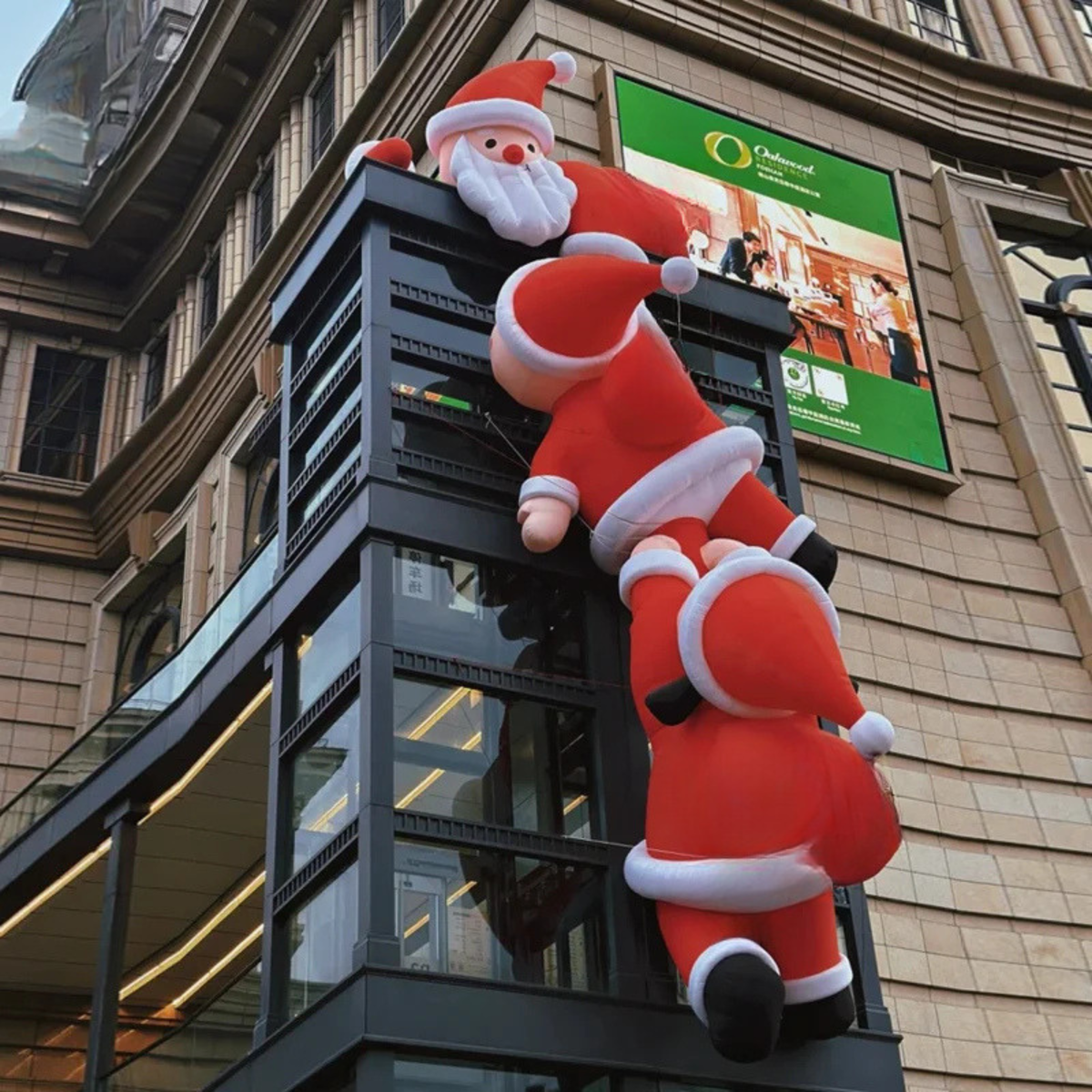 Papai Noel Inflável Mochila Shopping Papai Noel Inflável Gigante de 3/5 Metros Ao Ar Livre