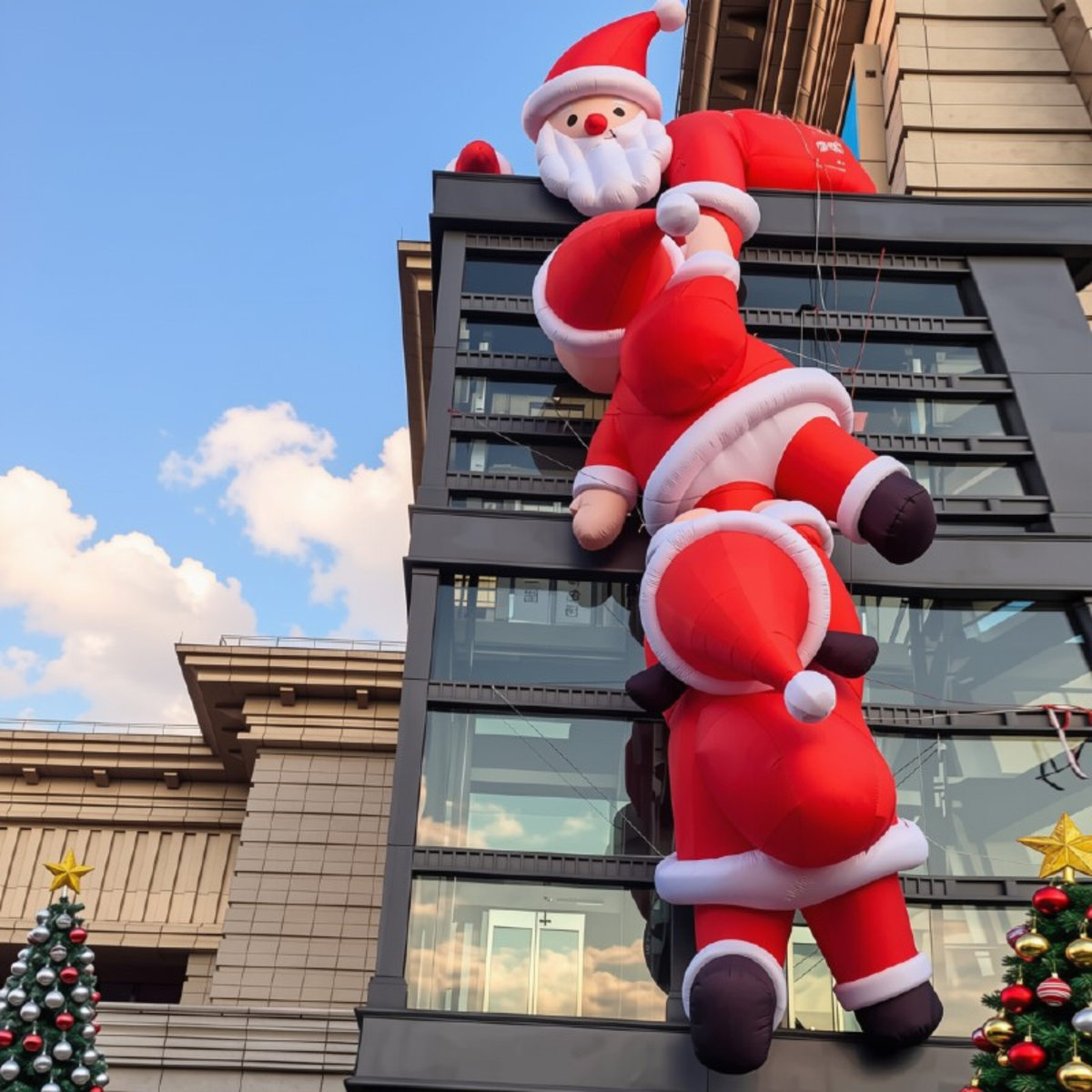 Papai Noel Inflável Mochila Shopping Papai Noel Inflável Gigante de 3/5 Metros Ao Ar Livre