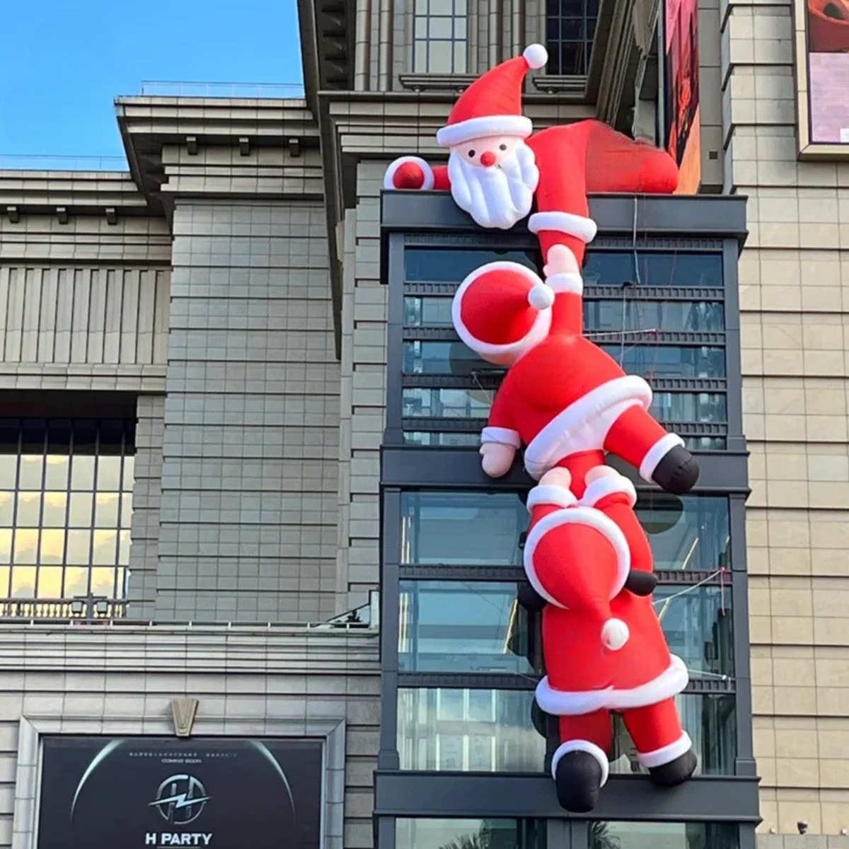 Papai Noel Inflável Mochila Shopping Papai Noel Inflável Gigante de 3/5 Metros Ao Ar Livre