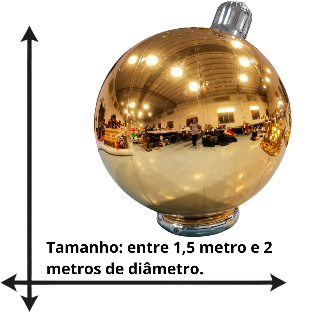 Bola Natal Espelho Inflável Praças e Shoppings, Ornamento Espelhado Inflável 1.5 Metro