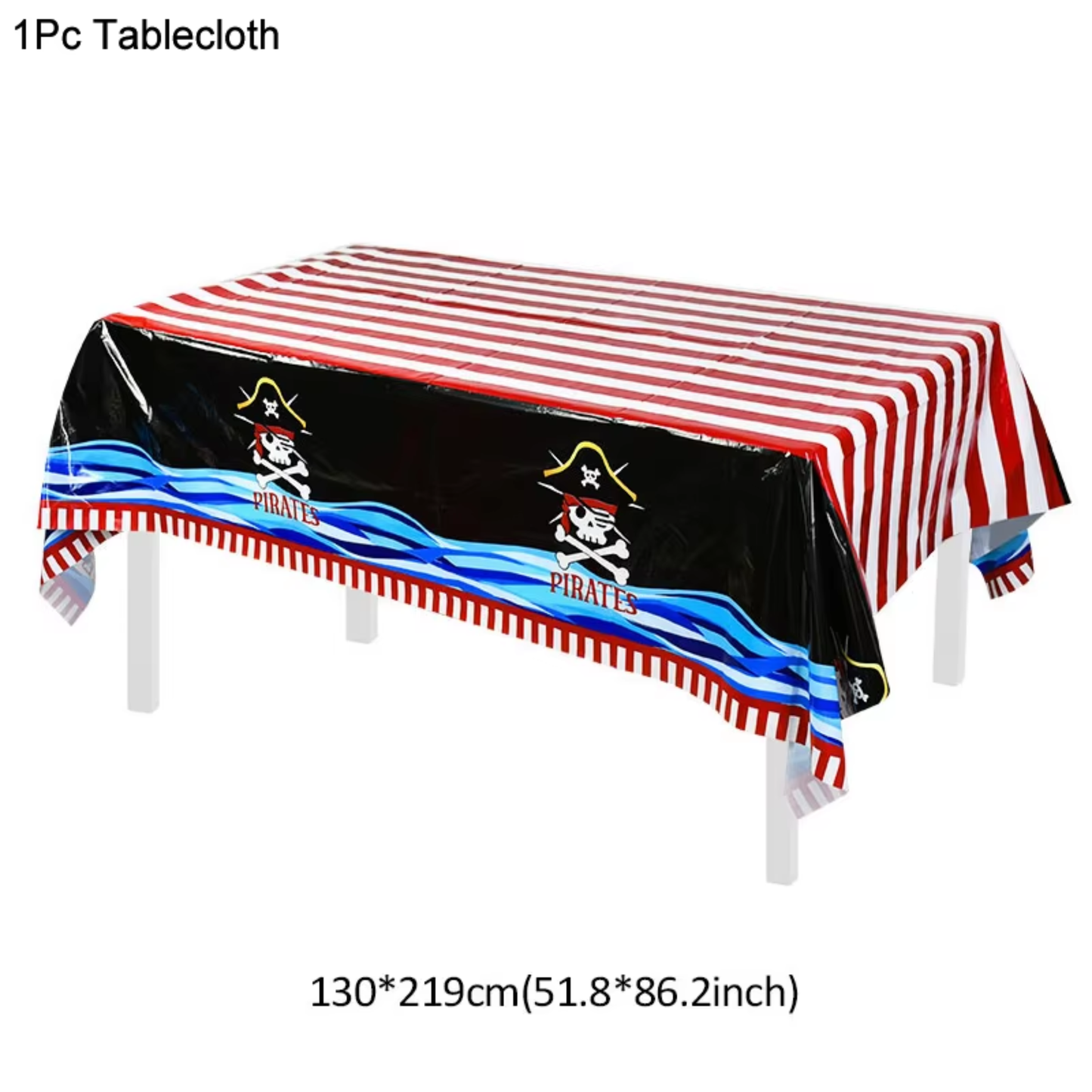 Kit Festa Temática de Piratas Incluir Faixa de Feliz Aniversário Toalha de Mesa