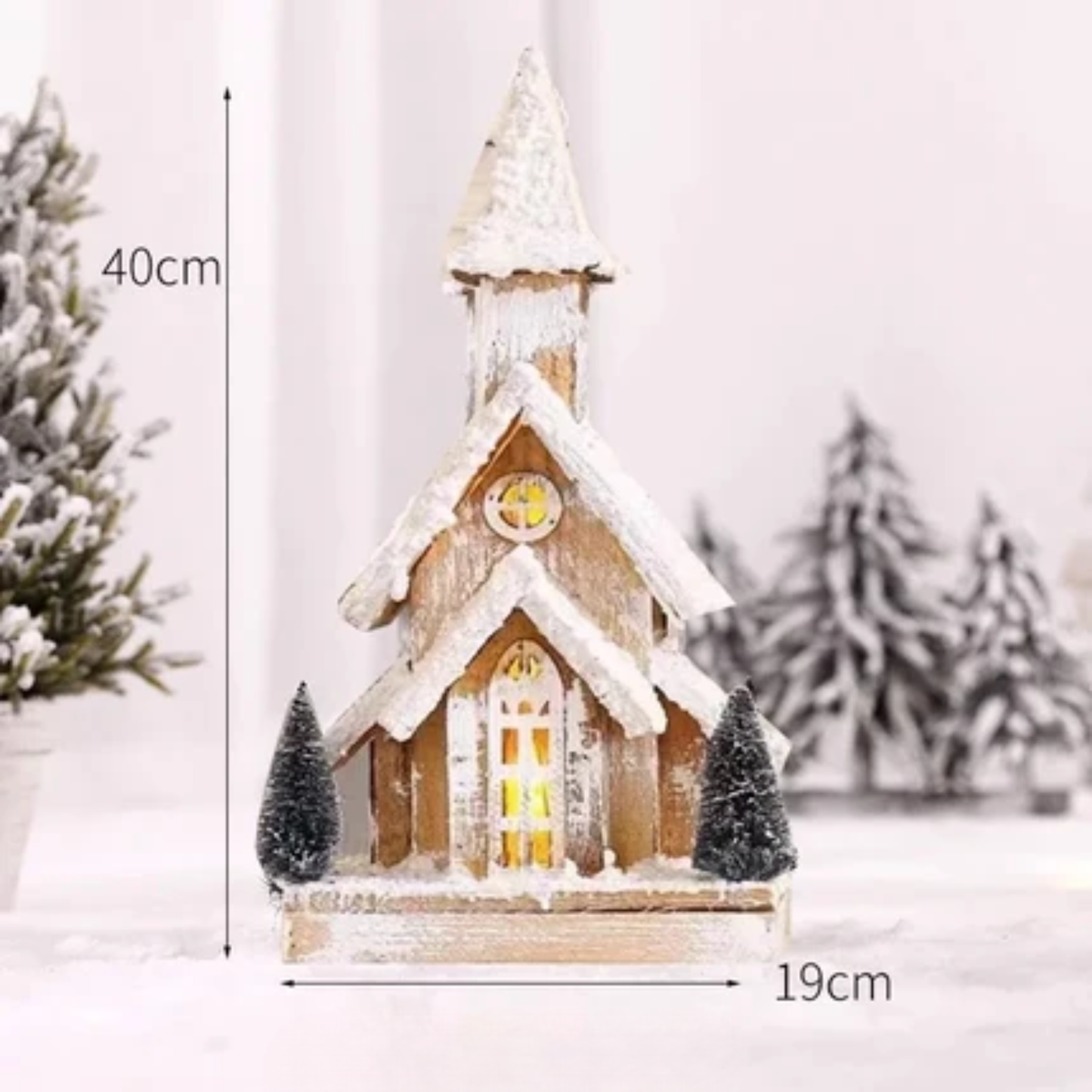 Casinha Rústica em Madeira Iluminada Enfeite de Natal 45cm*45cm*28cm