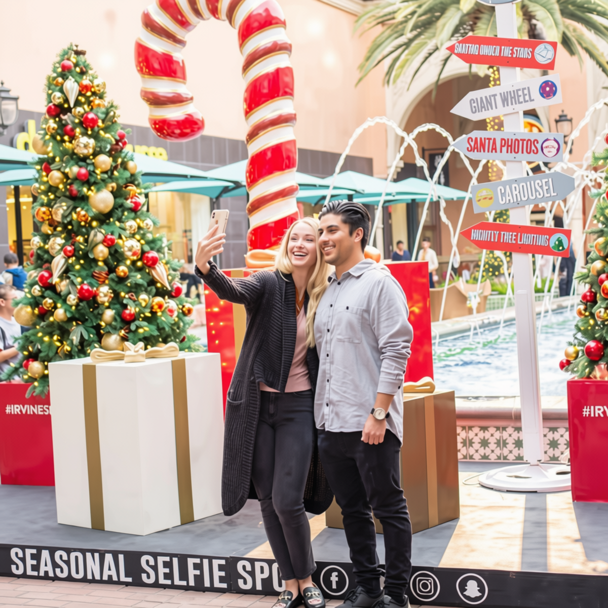 Bengala de Natal Vermelho/Branco Gigante de Fibra de Vidro Pirulito Gigante para Shopping
