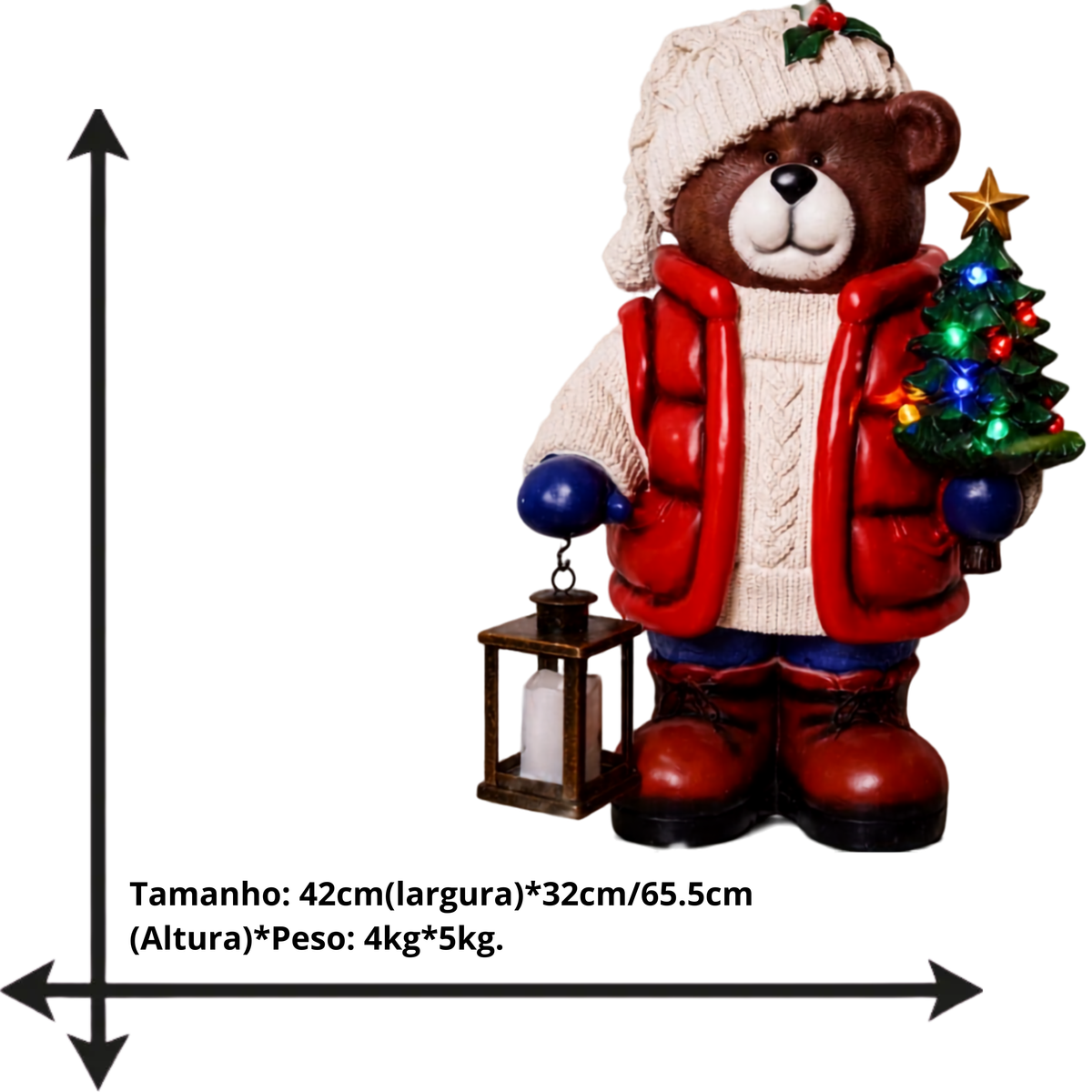 Urso com Árvore de Natal e Luz Iluminação: 10 Diodos LED Coloridos Árvore Iluminada