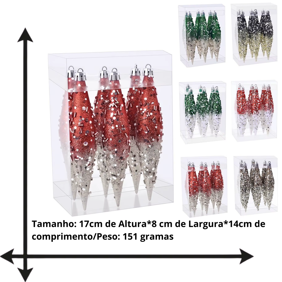Gota de Natal de Plástico com Glitter para Pendurar, Gotas Natalinas com Glitter para Decoração de Ambientes