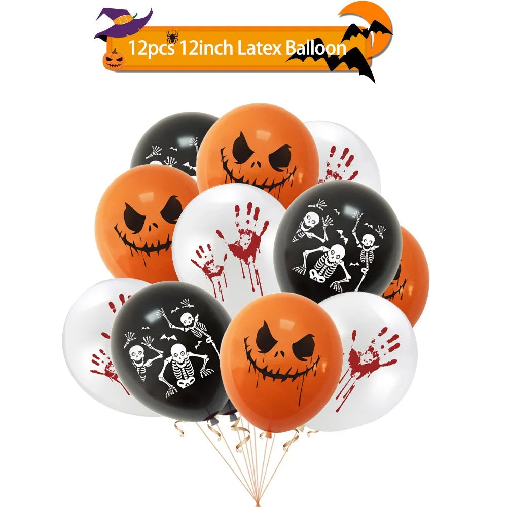 Festas temáticas de Halloween, decoração, conjuntos de festa, balões assustadores