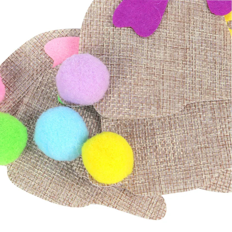 Faixa de páscoa de coelhinho fofo banner juta xadrez colorido arco e cauda pré-montados