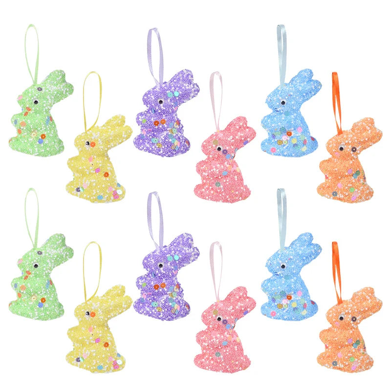 Coelho de Páscoa lantejoulas decorações de suspensão de páscoa pingentes lindo material