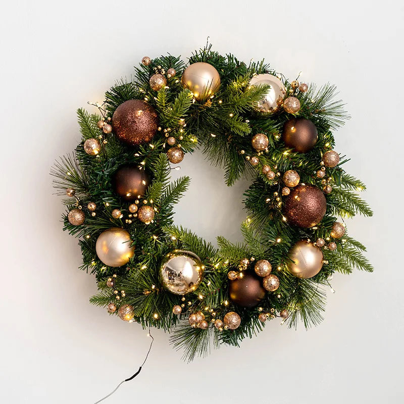 Guirlanda de Natal Com/Bola Bege Porta da Frente Inverno Guirlanda de Natal Pendurado