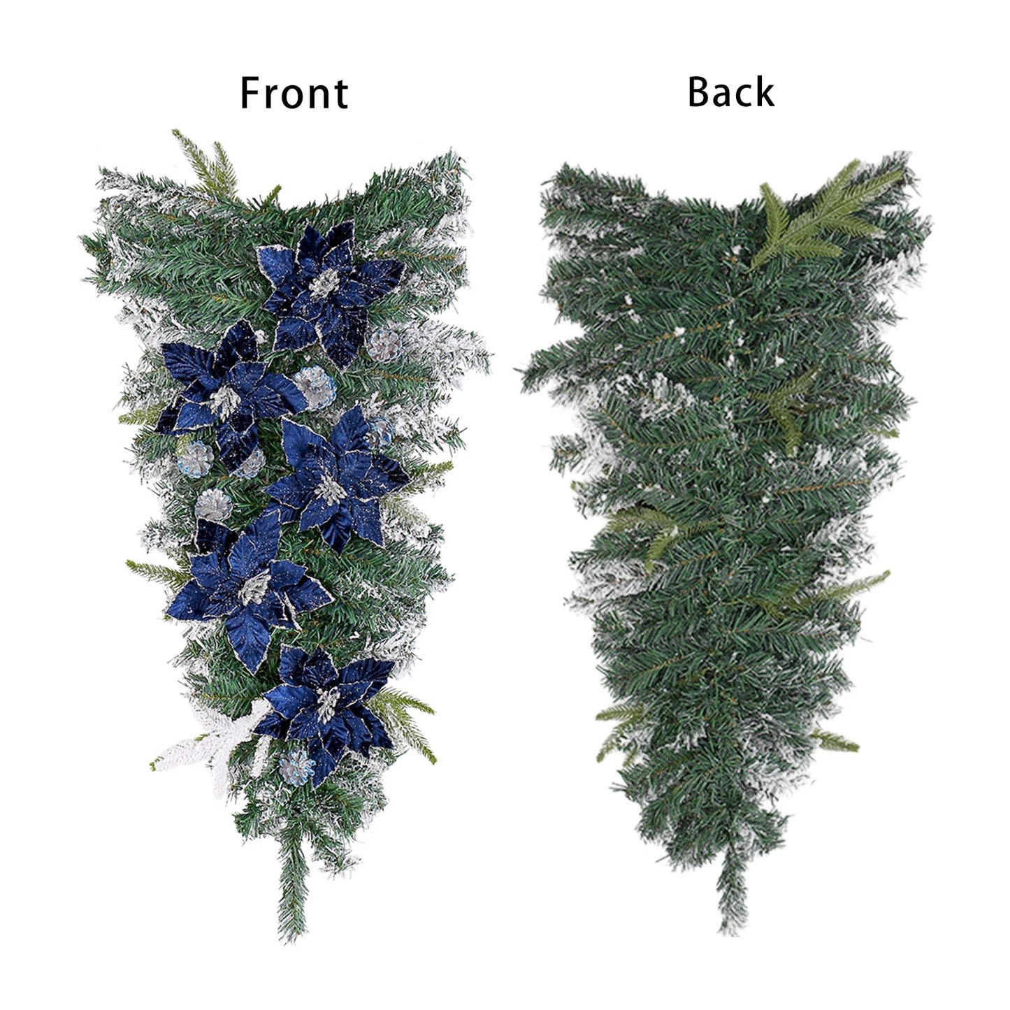 Guirlanda de Natal Azul Escuro em forma de gota para escadas de Natal, guirlandas Natal