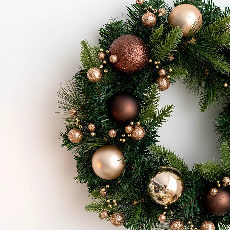 Guirlanda de Natal Com/Bola Bege Porta da Frente Inverno Guirlanda de Natal Pendurado