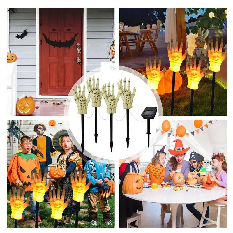 Mão Esqueleto Halloween Luminária Solar de Jardim LED à Prova D'Água Estilo Fantasma