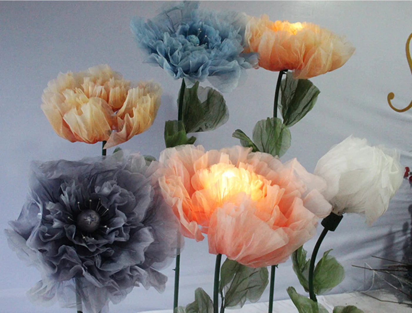 Flores Gigantes de decoração de casamento para recepção, decoração de flor seda artificial