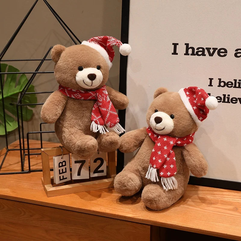 Urso de Pelúcia de Natal em Xadrez Tartan, Grande Urso Marrom