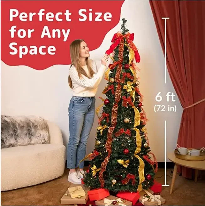 Árvore de Natal Premium Enfeites e Pisca Pisca de 1.8m/47 Polegadas 400 Galhos