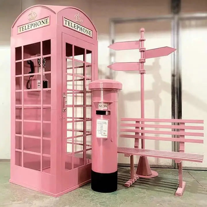 Cabine Telefônica Temática Tamanho Real Rosa Flores Londres