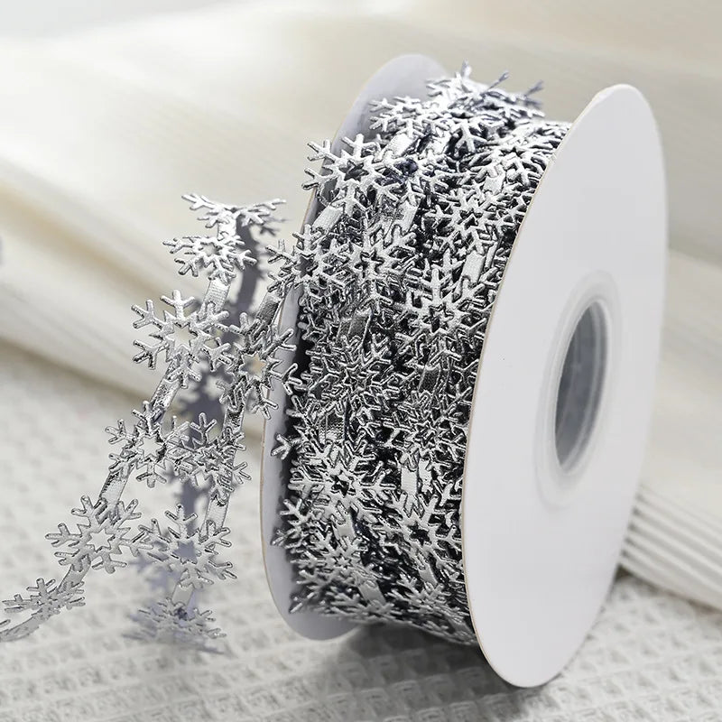 Fita 4 Cores Rolos Flocos de Neve de Natal Presente de Fitas de Natal Decoração Colorido 10M