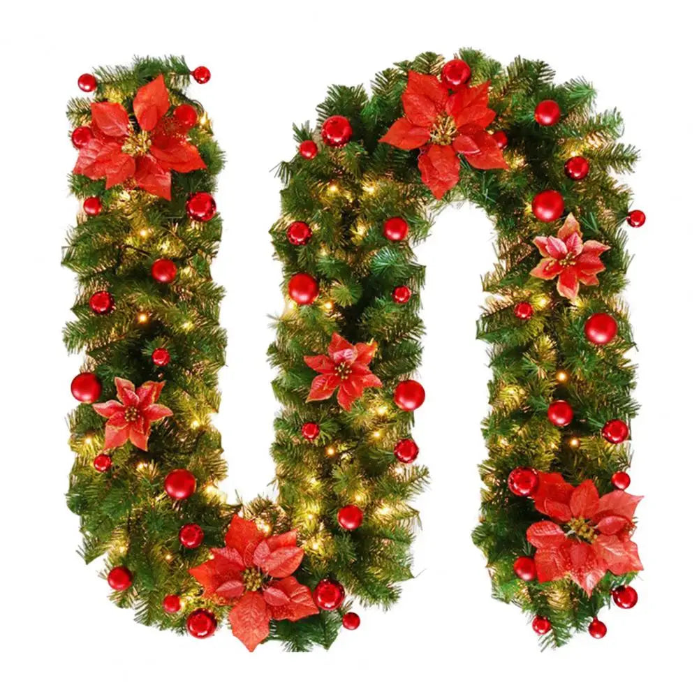 Coroa de vime LED de Natal verde decorativa 2,7 Metro Guirlanda Natal artificial Guirlanda