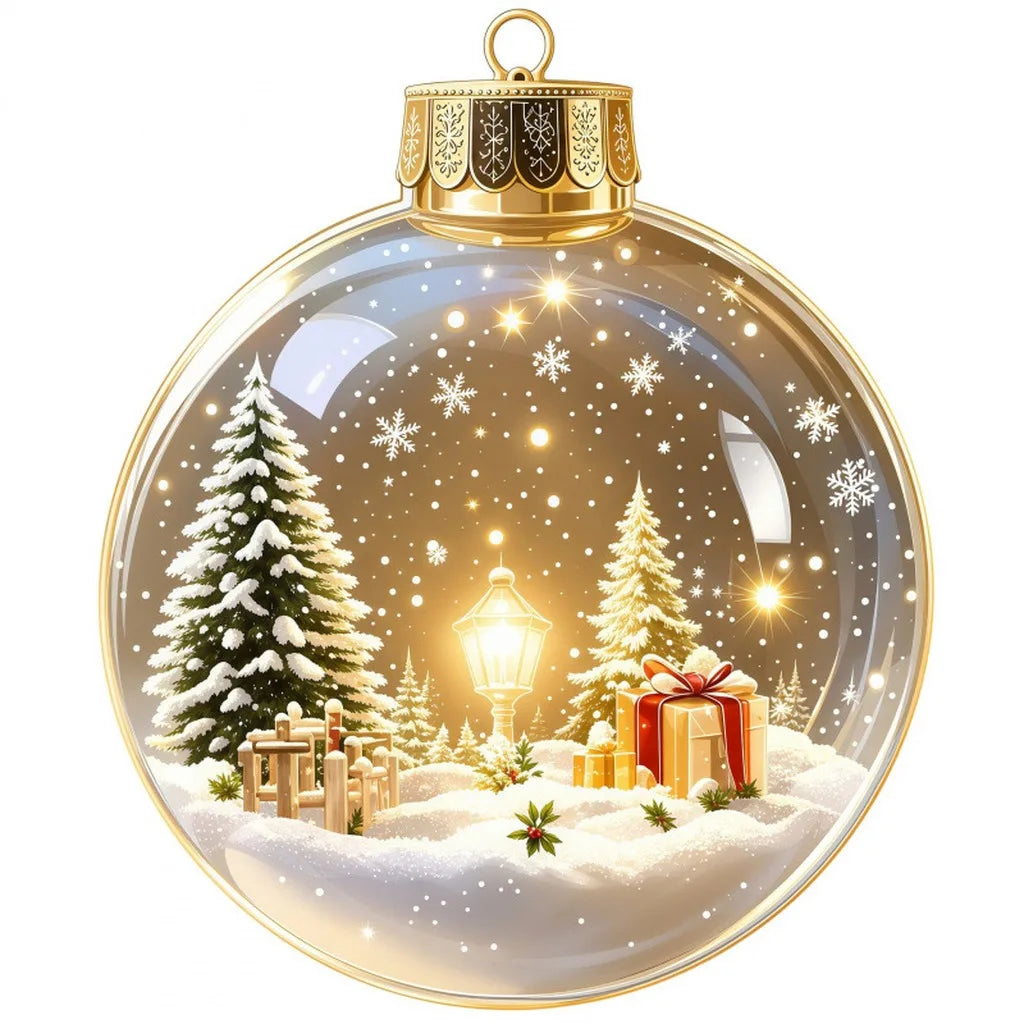 Bola de Natal Acrílica Transparente Iluminada (com Cerca de 8cm a 10cm), Enfeite de Natal Tipo Bola de Natal