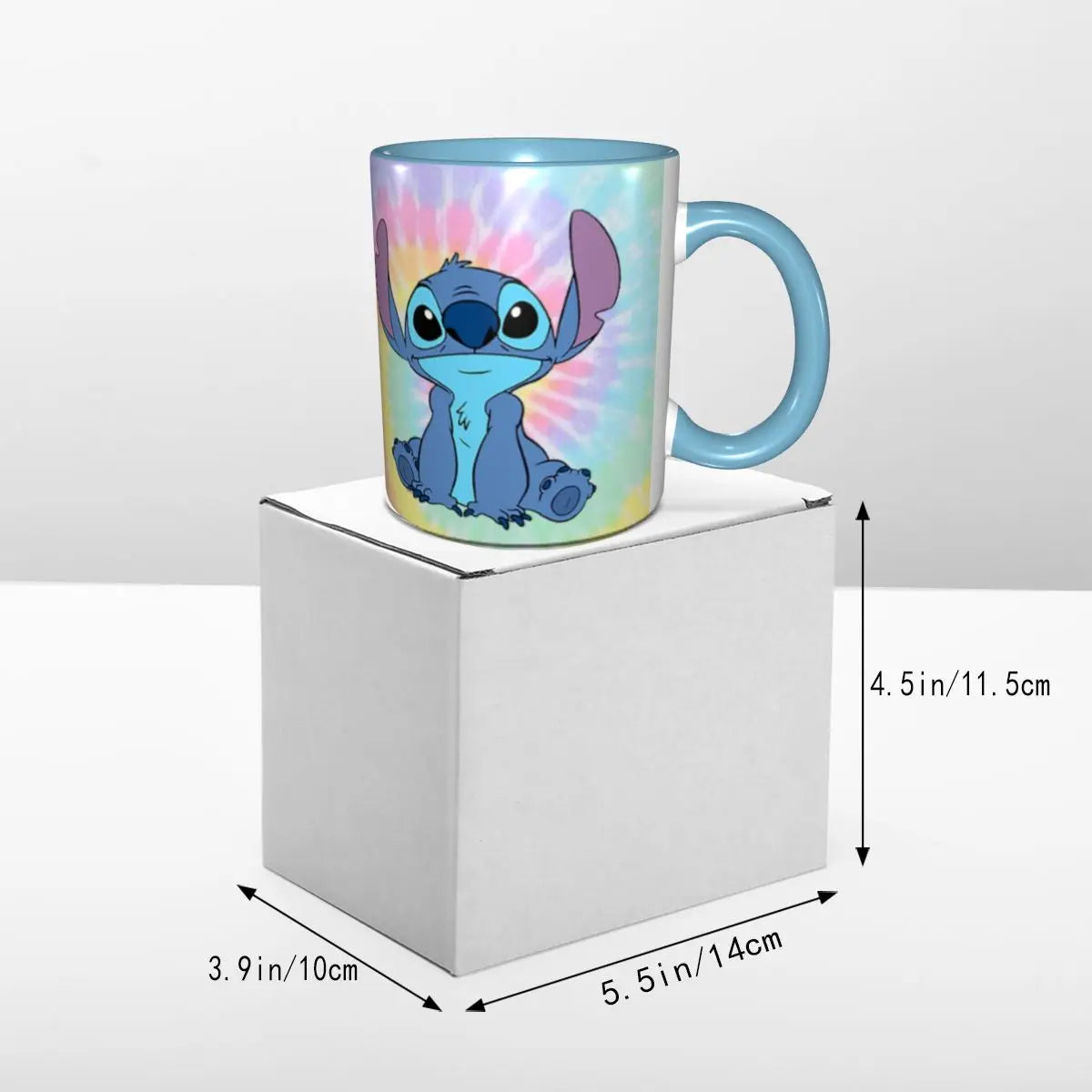 Caneca Lilo & Stitch Caneca de cerâmica floral (decalque através da alça), 590 ml