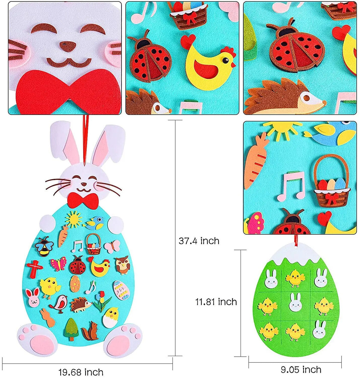 Kit de Artesanato Coelho para Crianças - Educativo de Feltro para Fazer Coelho de Desenho