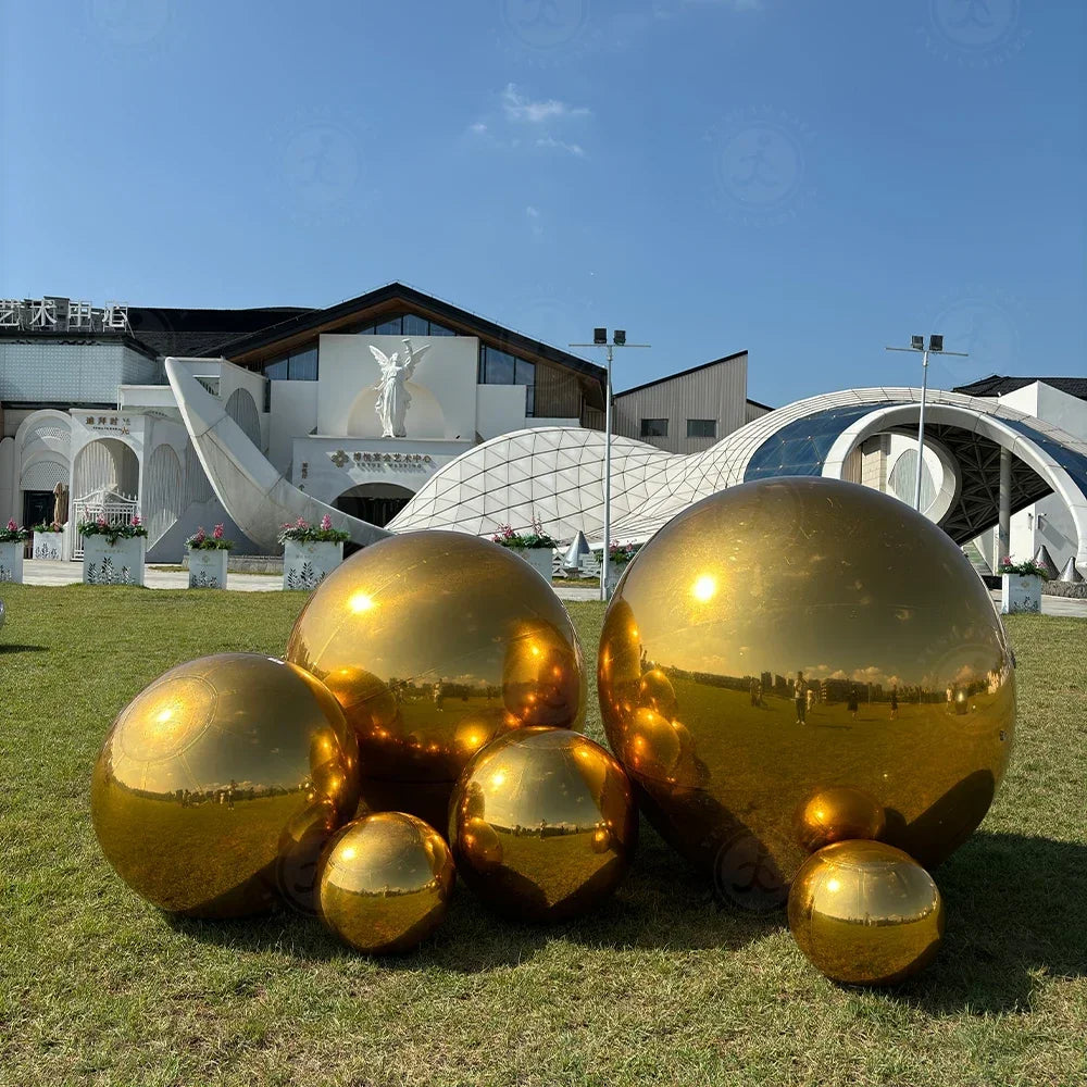 Bola Espelhada Inflável Gigante 6 Peças com Bomba de Ar, Conjunto de Esferas Coloridas