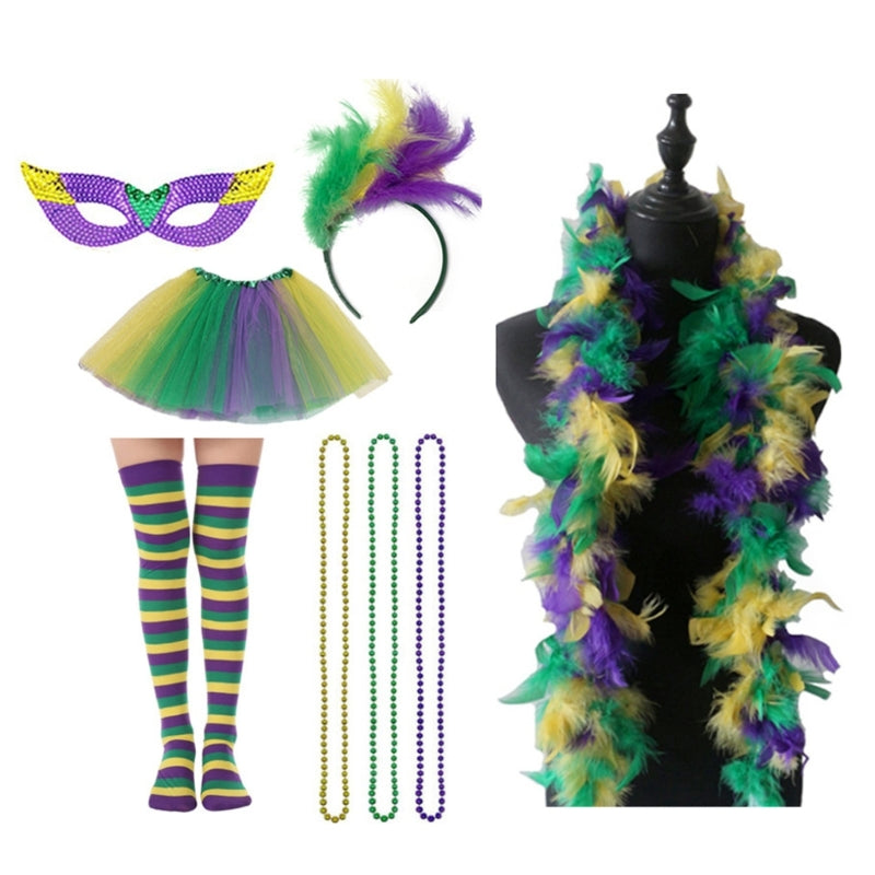 Kit Carnaval Conjunto de 8 peças de acessórios para fantasia de carnaval, saia tutu, meia