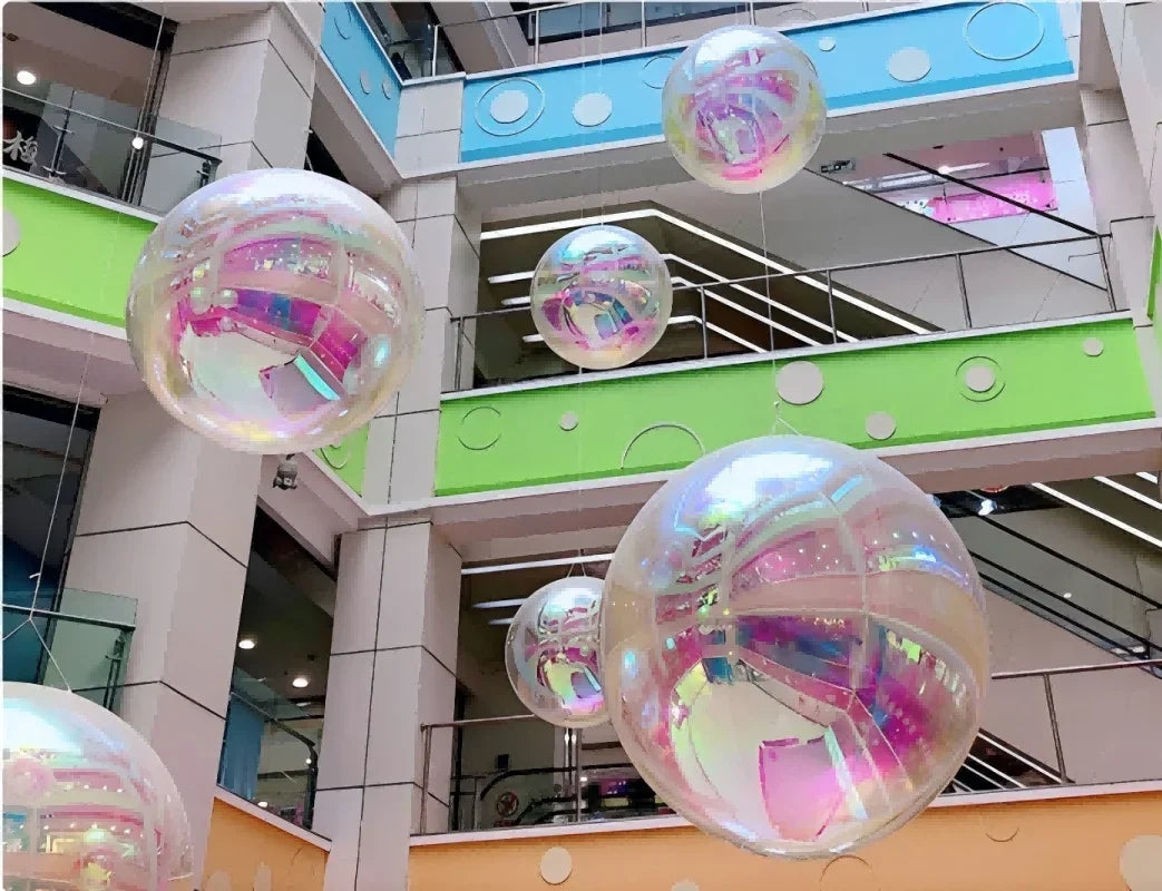 Bola Espelhada Inflável Gigante 6 Peças com Bomba de Ar, Conjunto de Esferas Coloridas