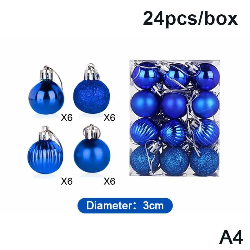 Bola de Natal 24 Peças de Enfeites de Natal Inquebráveis, 3m*6cm Conjuntos de Bolas
