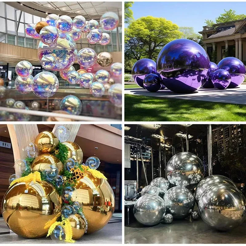 Bola de espelhos para shopping Bola de espelhos inflável, balão gigante espelhado prateado